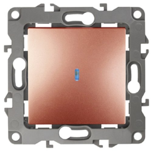 Выключатель с подсветкой без рамки Эра S12 1-кл 10А медь фото Выключатель с подсветкой без рамки Эра S12 1-кл 10А медь картинка